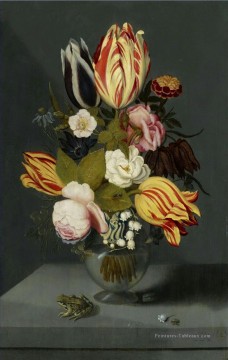 fleurs classiques Tableau Peinture - Fleurs et Grenouille Ambrosius Bosschaert